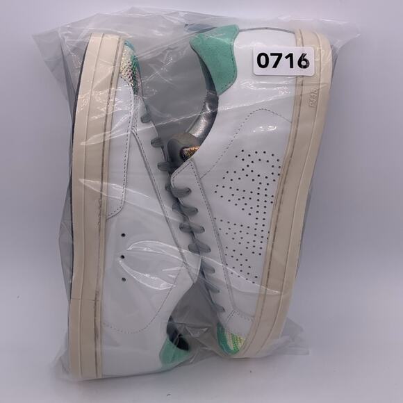 P448 John Women's White Leather Glitter Camo Iridescent Sneakers - Size: EUR 36 - Picture 15 of 15